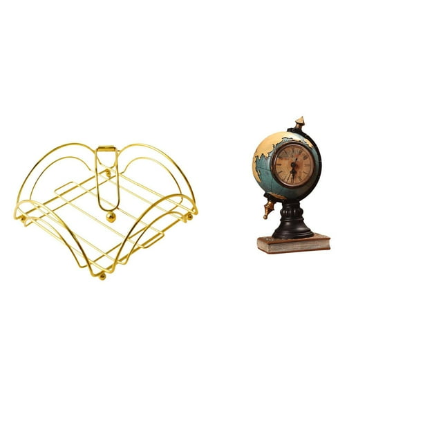Servilletero,Servilletero Soporte para pañuelos de papel de mesa,Figura de escritorio,Reloj de mesa con forma de globo terráqueo para decoración de oficina y hogar,Reloj de escritorio Figura