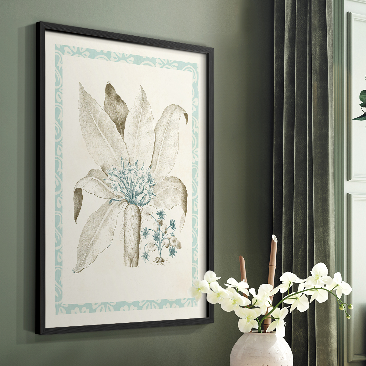 Willow Blue Besler V Framed Print - Solid Wood in Single Picture Frame Solid Wood 2 Framed Print