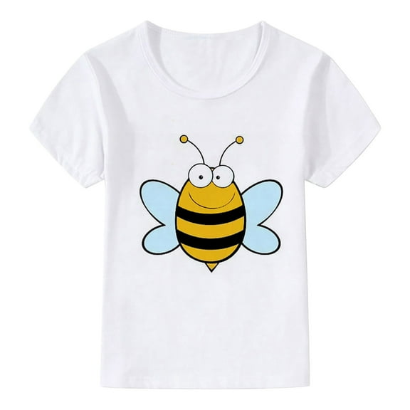 Hiijoy Toddler Girls Tshirt Cartoon Bee Print Short Sleeve Crewneck T Shirt Summer Casual T Shirt