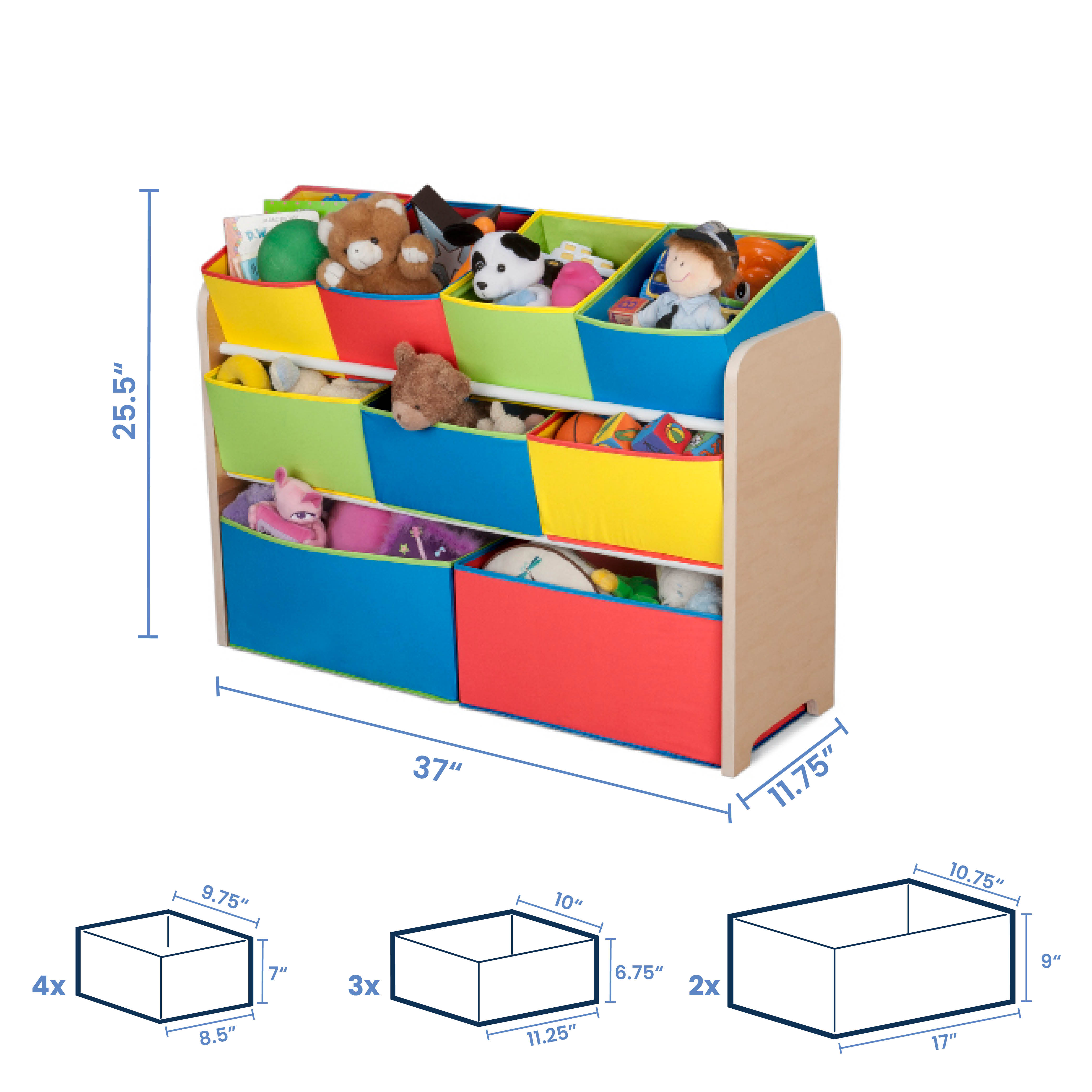 Delta Children Deluxe Multi-Bin Toy Organizer with Storage Bins, Greenguard Gold, Wood, Natural - image 5 of 8