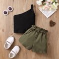 thumbnail image 3 of Fortune 2-7Y Kids Girls One Shoulder Solid Ribbed Vest Elastic Waist Shorts with Fanny Pack, 3 of 7