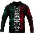 thumbnail image 2 of Sudadera con capucha con estampado 3D de la bandera de México y emblema nacional para hombre, sudadera de manga larga con estampado mexicano azteca, ropa de calle, 2 of 5