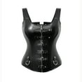 thumbnail image 6 of QRIC Women Sexy Steampunk Zipper Faux Leather Corset Bustier Top Overbust Shapewear Black 6XL, 6 of 9
