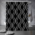 thumbnail image 2 of Black and White Shower Curtain, Modern White Stripes Shower Curtain for Bathroom Waterproof Polyester Fabric Geometric Shower Curtain Set with Hooks, 72x72 Inch, 2 of 5