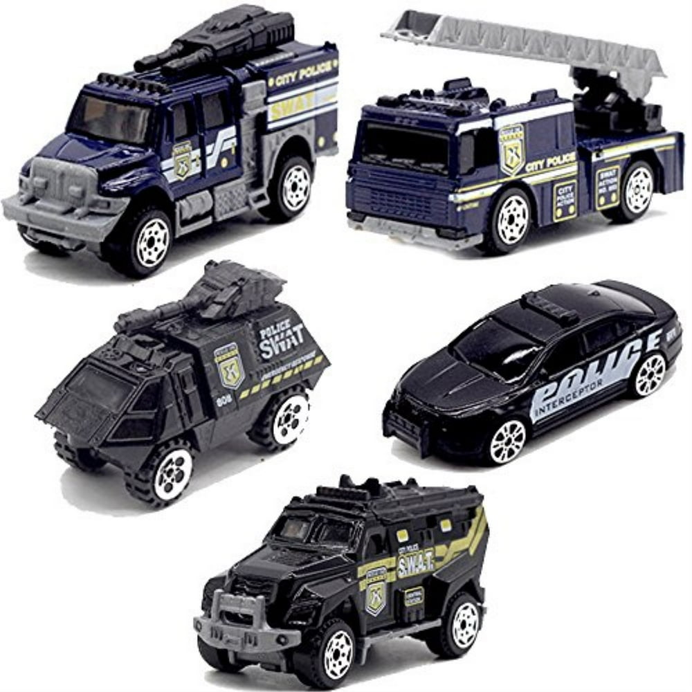 5pcs Assorted SWAT Die Cast Metal Alloy Car Models Mini Play Vehicles