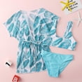 thumbnail image 2 of Staki Girl Swimwear Cover up Drss Girl's 3 Piece Swimsuit Tropical Floral Print Swimsuit Beach Bathing Suit with Kimono Cover Up 5-11Y(Sky Blue,10-11 Years), 2 of 7