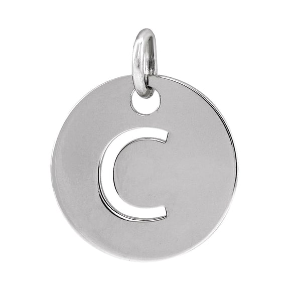 925 Sterling Silver Letter Name Personalized Monogram Initial C 10mm Polished Initial Disc Pendant Necklace Pendant for