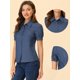 thumbnail image 2 of Blusa Vaquera de manga Corta con botones y Cuello en Punta Allegra K Gris azul M, 2 of 4