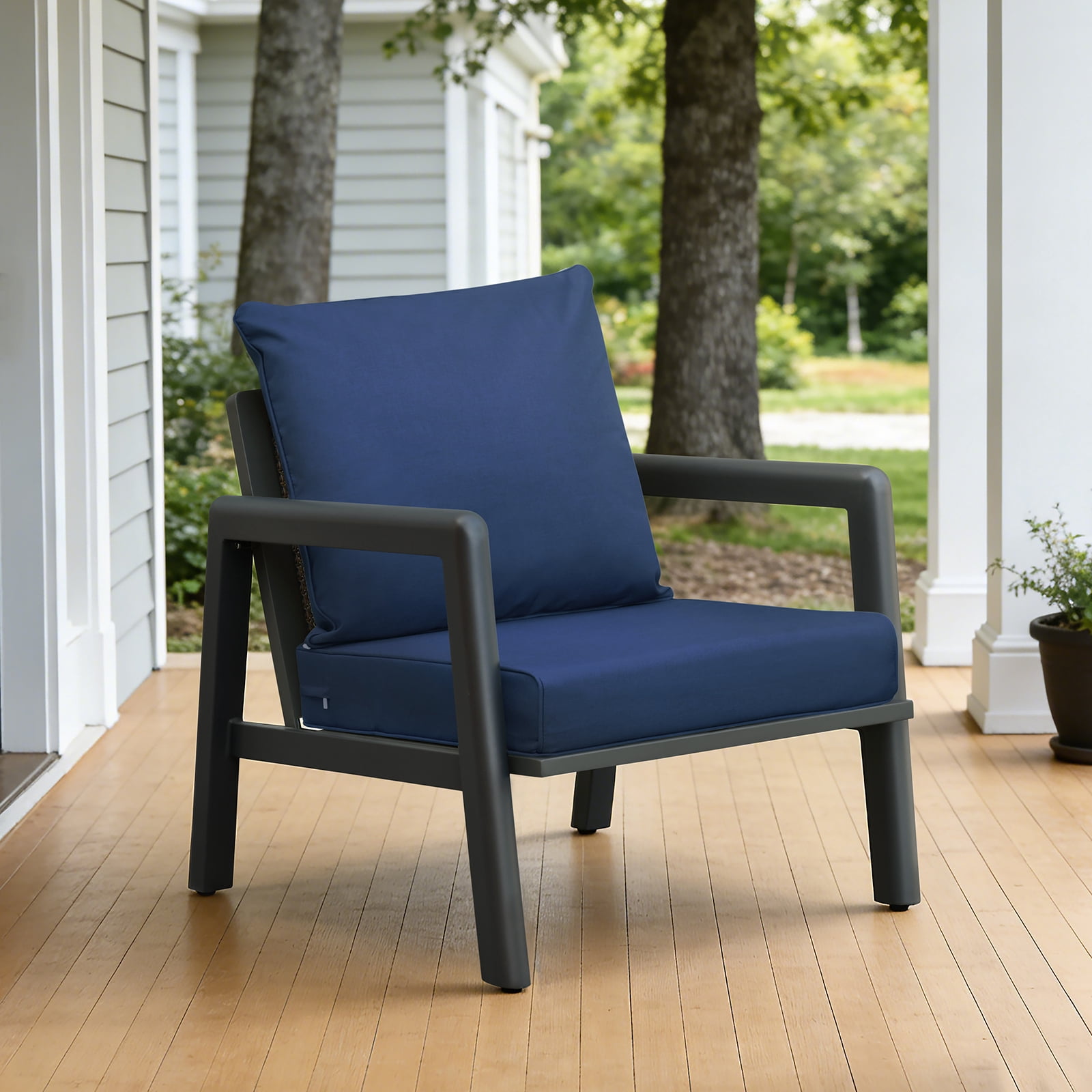 ATR ART to REAL 2PCS Outdoor Chair Cushion Set,Patio Furniture Replacement Cushion, 24" x 24",Waterproof & Fade Resistant,Navy Blue