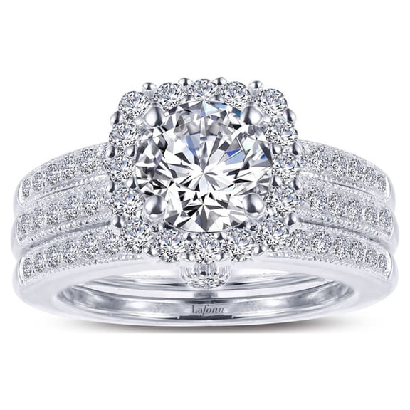 Lafonn Classic Sterling Silver Platinum Plated Simulated Diamond Ring (2.5 CTTW)