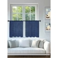 thumbnail image 4 of Navy Blue Linen Sheer Curtains 54 Inch Long 2 Panels, Farmhouse Pure Color Country Vintage Light Filtering Rod Pocket Semi Sheer Curtains, Sheer Voile Drapes for Living Room Bedroom, 52"x54", 4 of 5