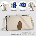 thumbnail image 6 of For iPhone 16e Wallet Phone Case,PU Leather Flip Fold Kickstand,With Wrist Strap+Shoulder Strap,Card Holder,Zipper Pocket,Leaf Design Magnetic Closure Shockproof Durable Phone Case,White, 6 of 9