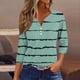 thumbnail image 2 of CHOII 50% de descuento en camisetas de mujer 2024. Camiseta con botones, manga 3/4, para uso diario, fin de semana, básica, cuello en V, blusas de mujer, mangas tres cuartos, camisetas de verano para, 2 of 5