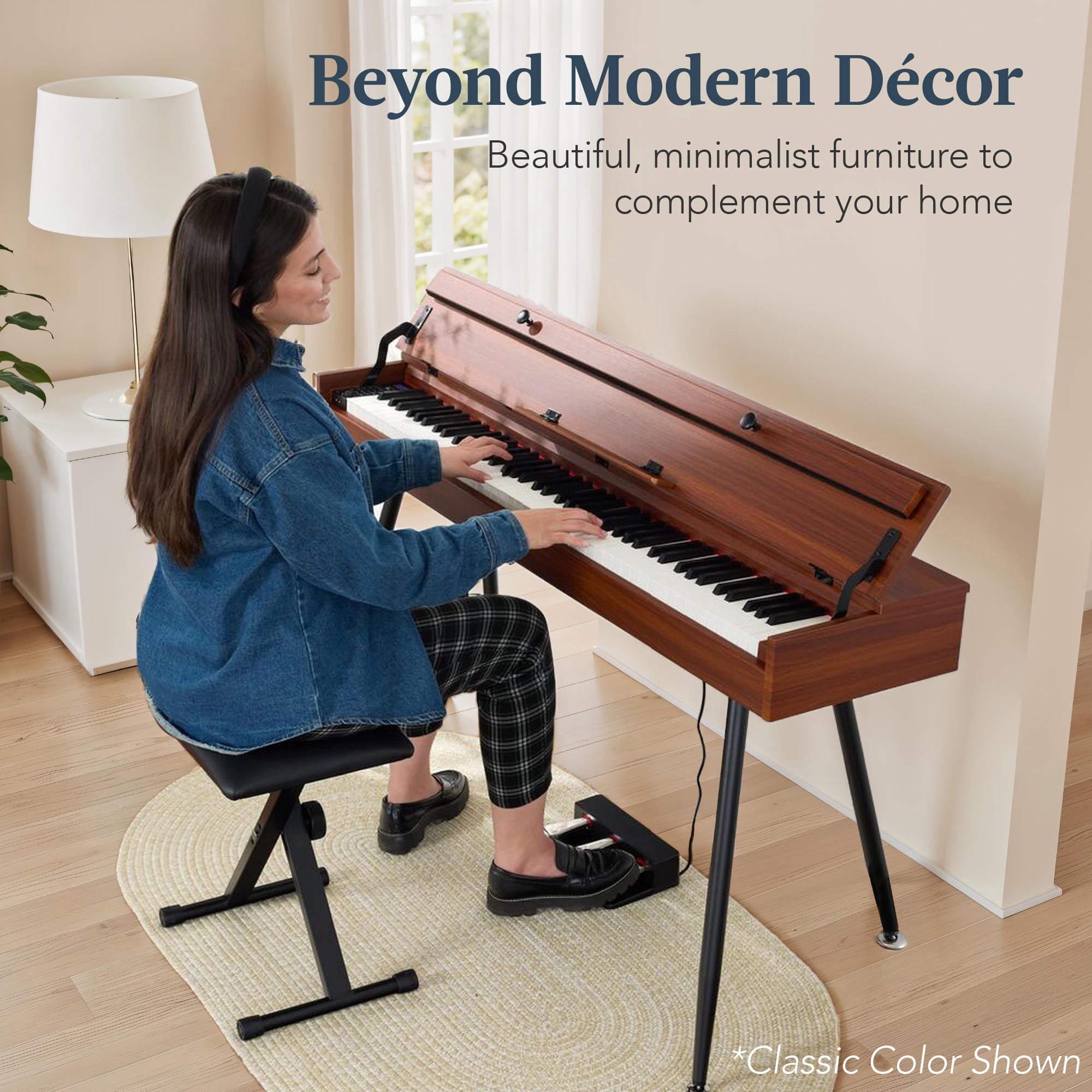Best Choice Product Modern 88 Key Fully Weighted Desk Style Digital Piano w/ Metal Legs, 3 Sustain Pedal - Black