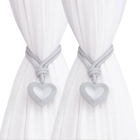 2 Pack Braided Rope Curtain Accessories Tiebacks with Heart Pendant for Stylish Window Drapery Holdbacks Ties