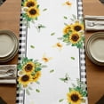thumbnail image 5 of Table Runners 72 Inches Long Dress Scarves, Sunflower Gnomes Farmhouse Kitchen Table Runner, Coffee Tablerunners, Spring Farmhouse Country Daisy Leaf Plaid 14x72 Inch, 5 of 9