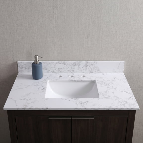 Zateety Montary Stone White 37 Inch Under-Mounted Sink Bathroom Vanity Top