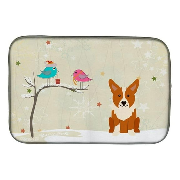 Christmas Presents between Friends Corgi Dish Drying Mat