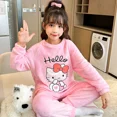 thumbnail image 3 of Conjunto de ropa de dormir para niños de lana de Coral grueso para niños y niñas, ropa para el hogar, conjunto de pijamas para niños de estilo invernal de Chi continental, 3 of 5
