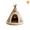 Brown#001, variant on Cat Beds For Indoor Cats, Full Polyester Cozy Enclosed Cat Cave Bed with Hanging Pom Pom Toy, Foldable Bear Embroidery Teepee Pet Sleeping Hut,Cat Bed-Brown/XL