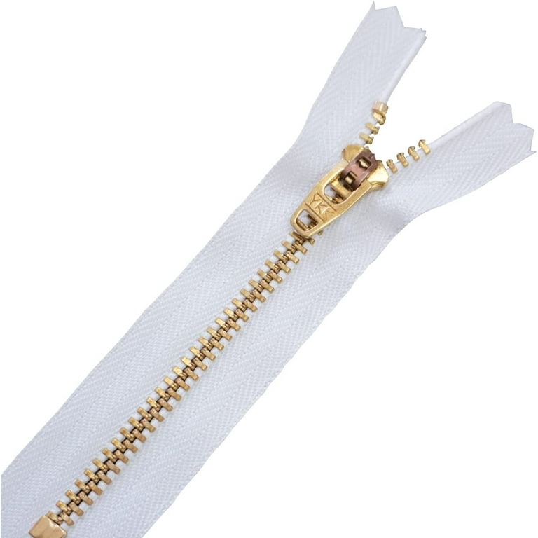 2 Pcs 1859 Gold Teeth Zippers, White Black Metal Zippers for Jackets &  Chaps 5 BRASS Separating Select Color and Length 