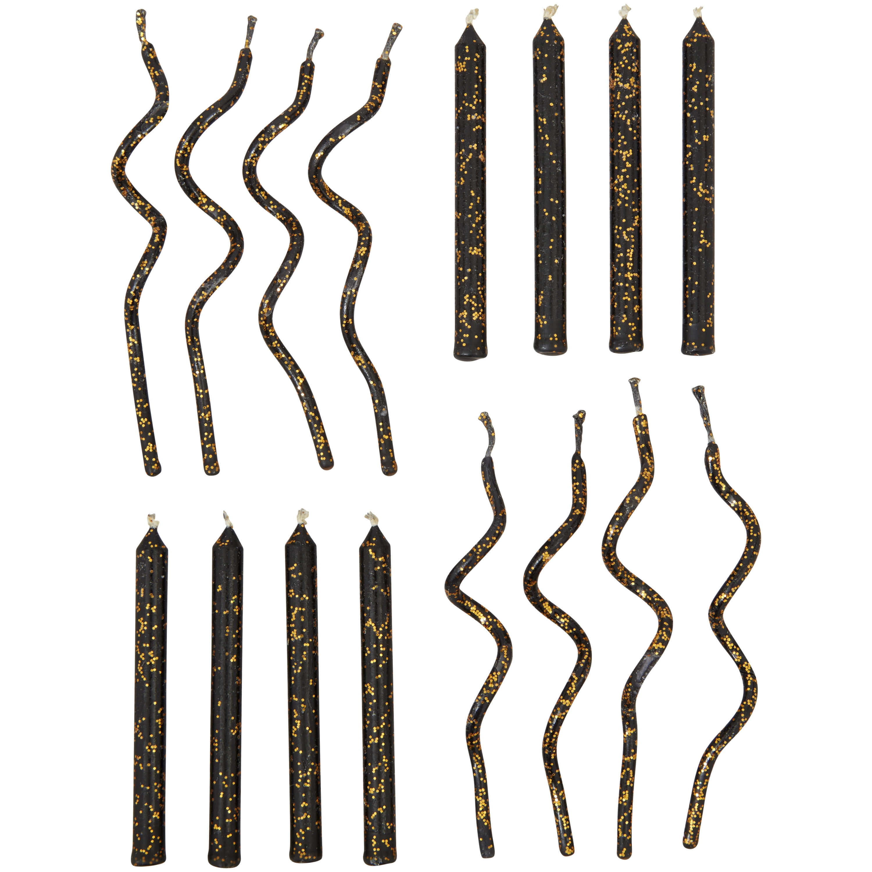 Great Value Black Straight and Curly Birthday Candles, 16-Count