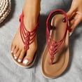 thumbnail image 6 of HomeDM Women's Flat Sandals Summer Bohemian Flip Flop Casual Comfort Elastic Ankle Strap Dressy Beach Sandals, Red Size 8.5, 6 of 9