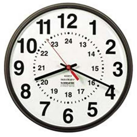 NSN3428199 Horloge Murale Ronde, 12.75 Po, Cadre Marron-Visage Blanc, Impression BK