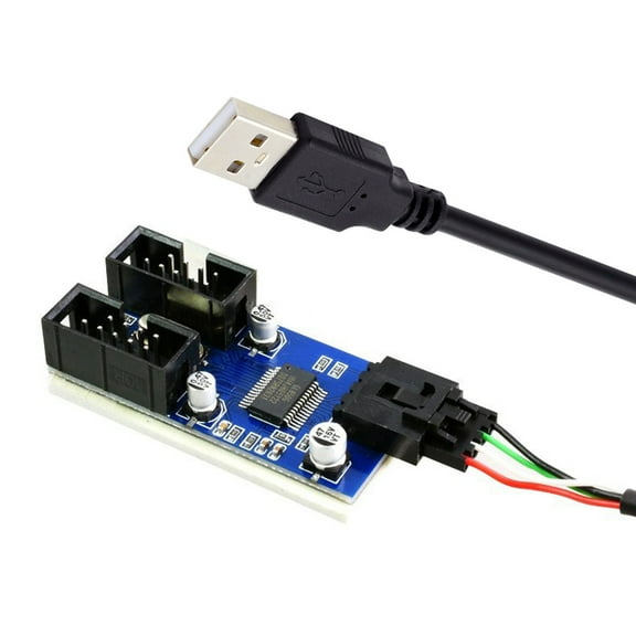 CY USB 2.0 Type-A Male 1 to 2 Female Motherboard 9pin Header Extension HUB Connector Adapter Port Multilier
