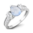 thumbnail image 2 of 925 Sterling Silver 1.7 Cts Pear Moonstone Three Stone Accent Women Valentines Day Gifts Ring, 2 of 3