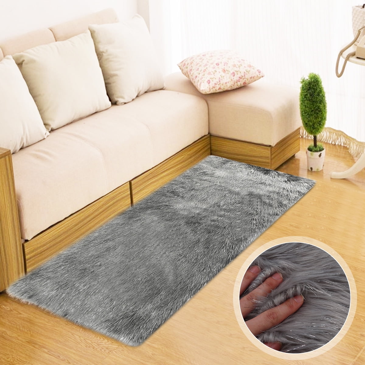 Soft Artificial Sheepskin Rug Area Rug Warm Hairy Carpet Rectangular