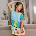 thumbnail image 3 of Fotbe Gnomes On The Beach Bata de Dormir para Mujer con Estampado, Camisón de Algodón de Manga Corta, Ropa de Dormir Casual, 3 of 6