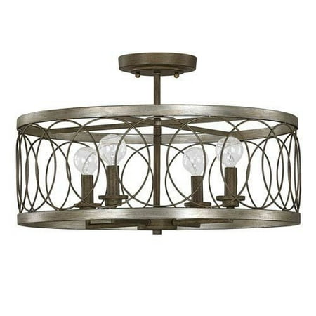 Austin Four Light - Austin Allen & Co. Madeline Brushed Silver and Bronze Four-Light 20-Inch Semi-Flush