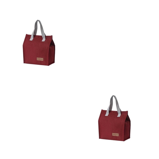 Cateissary Bolsa de almuerzo portátil Tela Oxford Papel de aluminio Aislamiento Bolsas enfriadoras de alimentos Bolsa de almacenamiento de picnic Vino rojo 2piezas