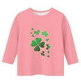 thumbnail image 3 of Posijego Unisex Kids Boys Girls St Patrick's Day Shirts 3/4 Length Sleeve Tee Clover Print Crew Neck Spring Tops, 3 of 4