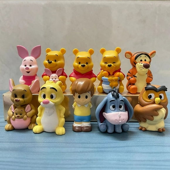 10pcs Disney Winnie The Pooh Piglet Tigger Eeyore Rabbit Owl Anime Action Figures Model Toy Cartoon Collection Doll Set For Kids