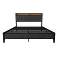 thumbnail image 5 of US Queen Size Bed Frame Charging Station Upholstered Headboard Metal Platform, 5 of 8