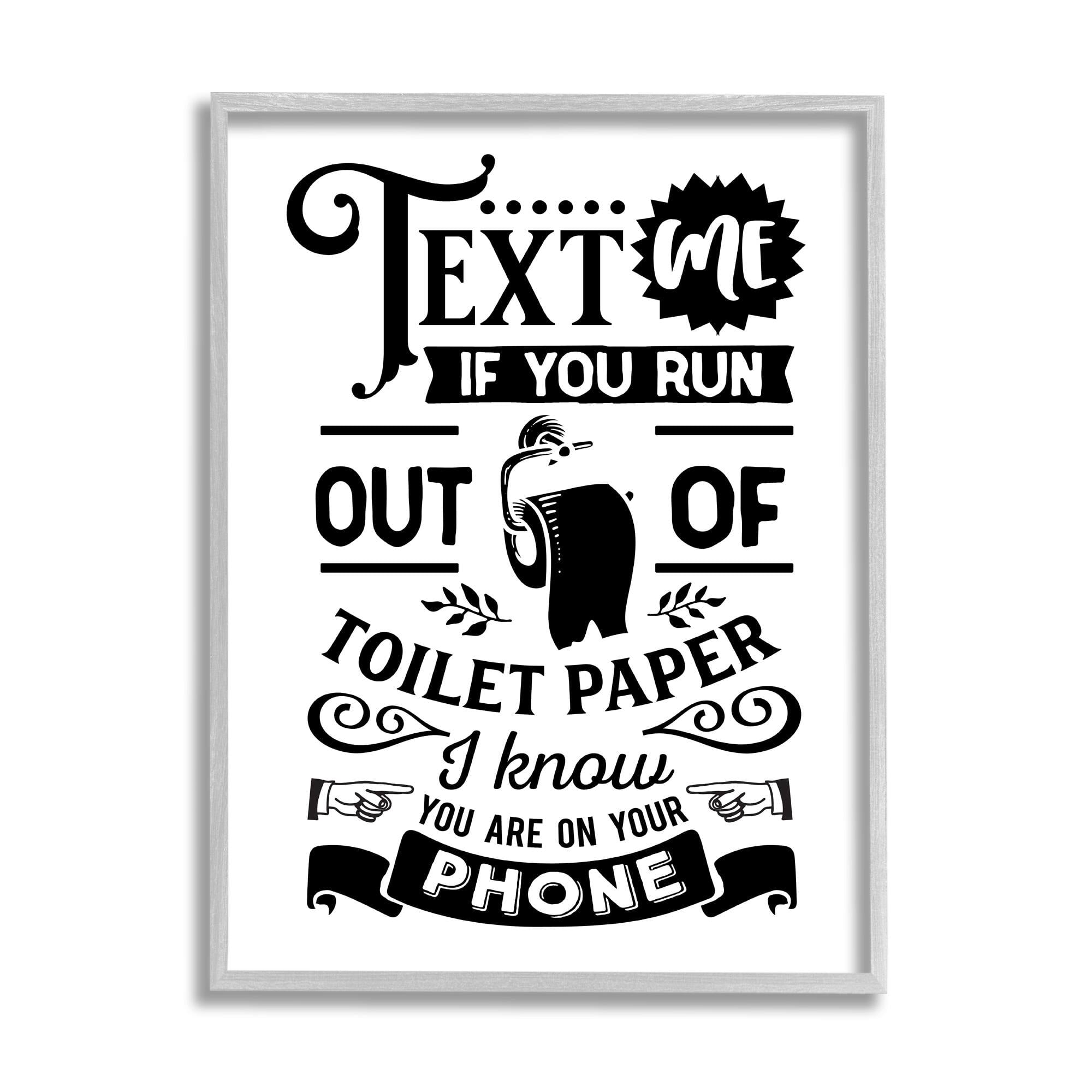 Stupell Industries Text For Toilet Paper Vintage Text Bathroom Sign Graphic Art Gray Framed Art Print Wall Art, Design by Lettered and Lined