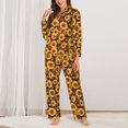 thumbnail image 2 of Fotbe Vintage Brown Plaid Sunflower Conjunto de Pijama de Manga Larga para Mujer con Estampado, Ropa de Dormir de 2 Piezas, Conjunto de Casa Suave y Cómodo con Bolsillos-X-Large, 2 of 7