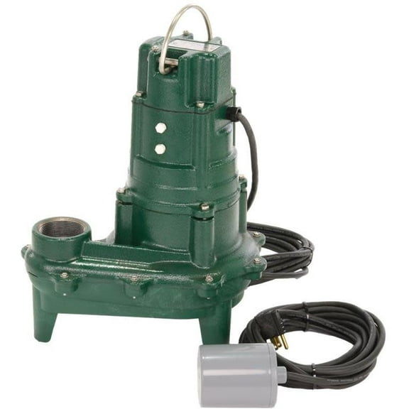 Zoeller 270-0005 1HP Cast Iron Sewage Pump with 20 ft. Cord Variable Piggy Back Float Switch