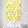 thumbnail image 1 of Yellow Tapestry, Chevron Abstract Zig Zag Pattern Striped Cool Geometric 90s Style Retro Art, Wall Hanging for Bedroom Living Room Dorm Decor, 60W X 80L Inches, White and Yellow, by Ambesonne, 1 of 2