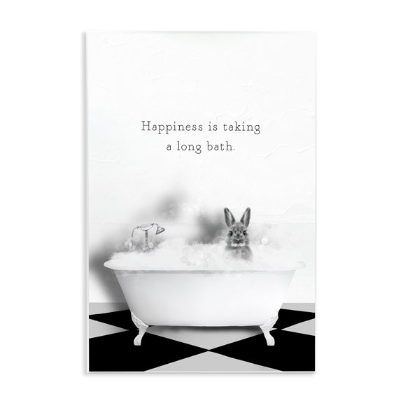 Stupell Industries Cottage Happiness is Long Bath Bunny Wall Plaque Art, 13 x 19, by Leah Straatsma