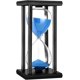 thumbnail image 1 of Temporizador de arena de una hora, soporte de marco negro de madera, reloj de arena, temporizador para oficina, cocina, decoración del hogar (arena azul, 60 min), 1 of 4
