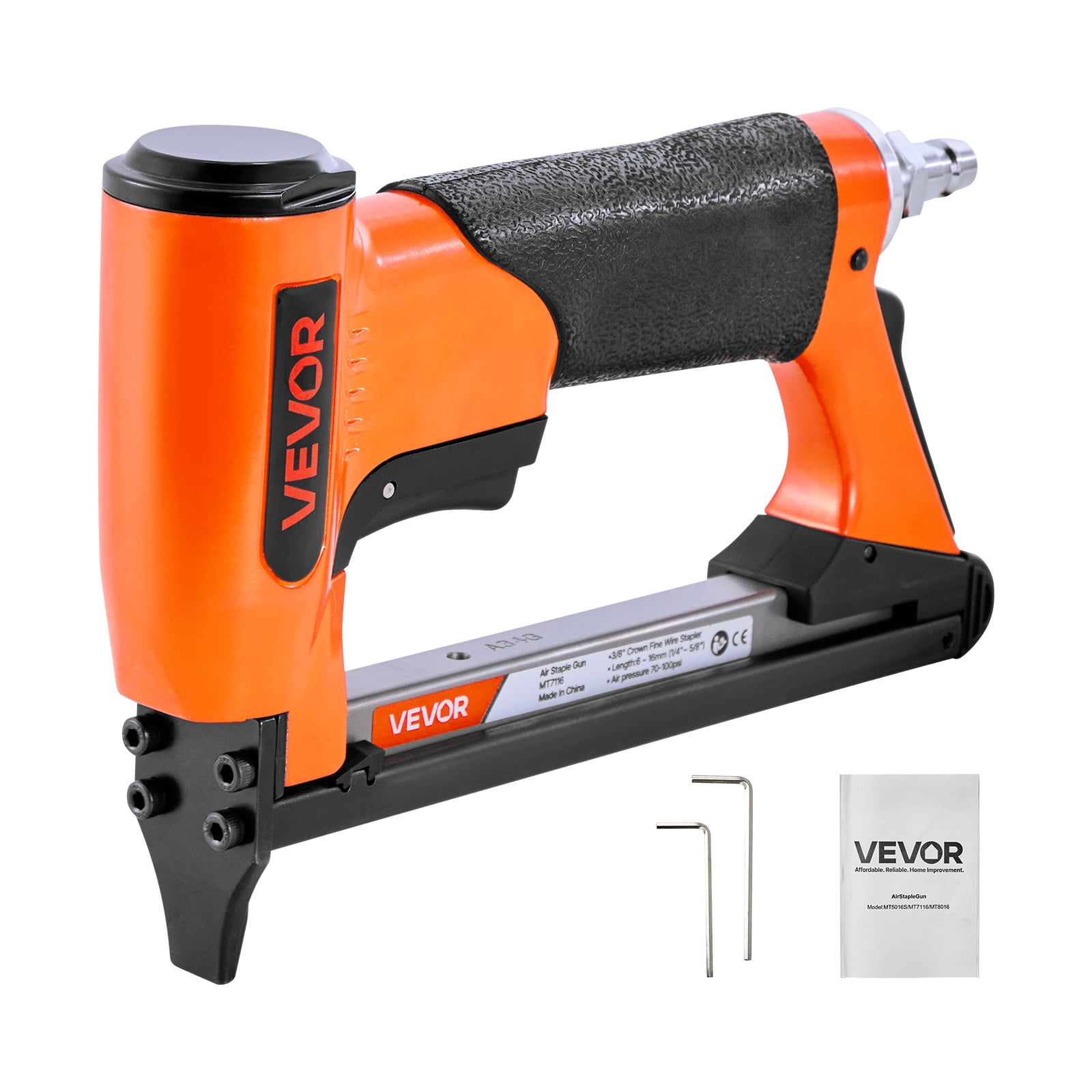 VEVOR Pneumatic Staple Gun, 16 Gauge 1-inch Wide Crown Pneumatic Stapler 5/8 to VEVOR Pneumatic Staple Gun, 16 Gauge 1-inch Wide Crown Pneumatic Stapler 5/8 to