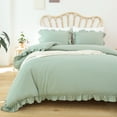 thumbnail image 2 of SPRINDAY King Size Comforter Set For Adult, 3 Piece Ruffle Green Bedding Comforter Set All Season, 2 of 9
