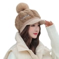 thumbnail image 2 of VONCOS Women's Winter Warm Hat with Baseball Brim & Pom Pom,Khaki, Free Size - Stylish for Commuting & Casual Outings, 2 of 2