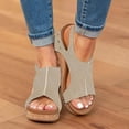 thumbnail image 3 of Wedge Sandals for Women Dressy Summer, 2026 Open Toe Espadrilles Platform Ankle Strap Sandals Casual Boho Walking Strappy Slip on Sandals, 3 of 3