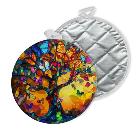

2 PCS Pot Holders for Kitchen Potholders Sets with Hook for Oven Cooking Baking Butterfly - Filled Tree In Vivid Hues