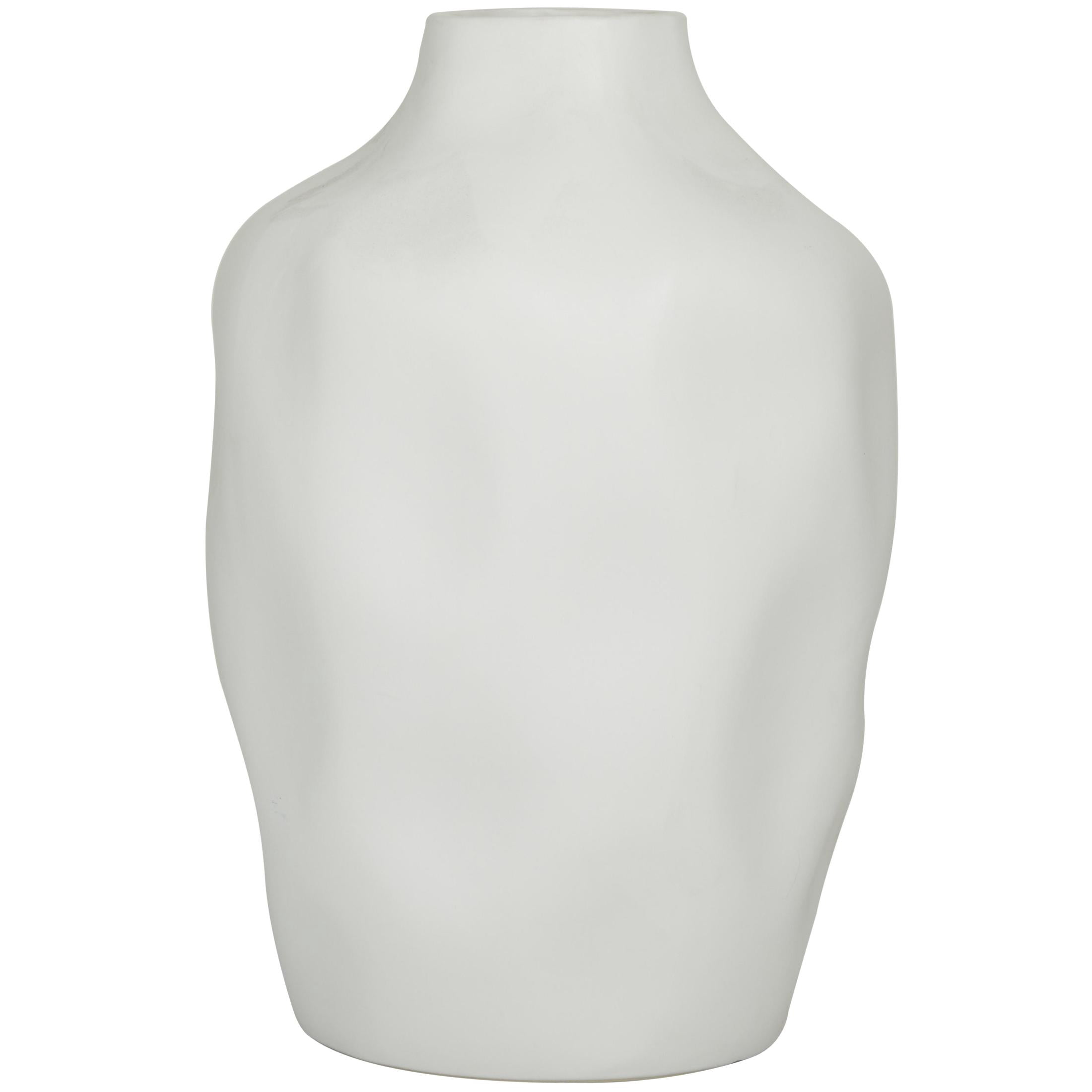 CosmoLiving by Cosmopolitan 14" Abstract Faceted White Ceramic Vase