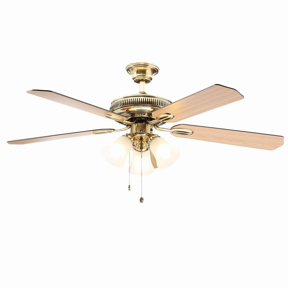 Hampton Bay Glendale 52 In Led Indoor Flemish Brass Ceiling Fan
